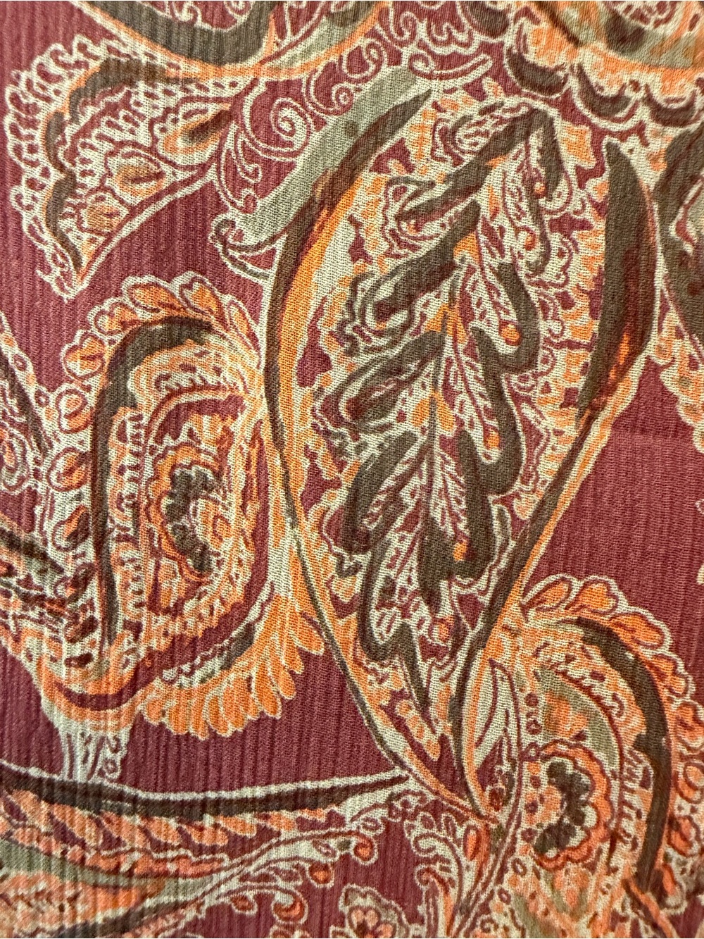 Sundance Paisley Handkerchief Hem Skirt in Rust & Peach, Silk, Lightweight, Sz 6 - Picture 7 of 14
